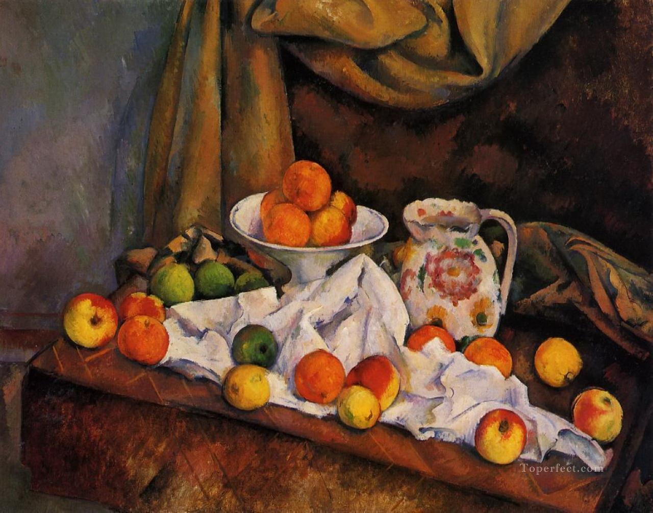 Frutero Jarra y fruta Paul Cezanne Impresionismo Bodegón Pintura al óleo